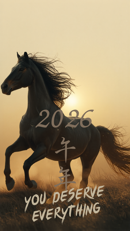 Golden Desert Galloping Horse - Powerful close-up gallop at sunset, 2026 Year of the Horse - Phone wallpaper