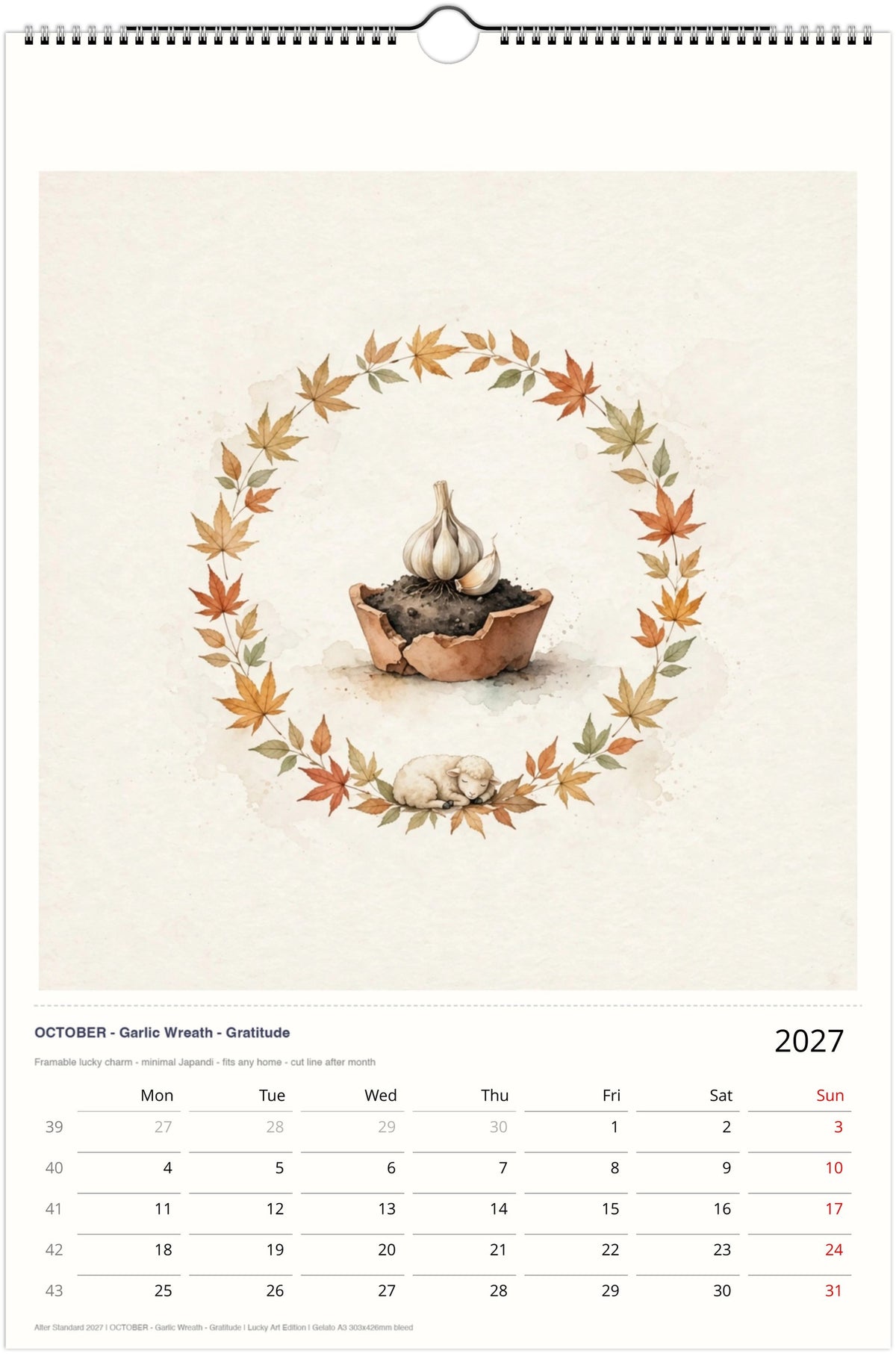 Ocober Garlic Wreath- Gratitude with a small sheep