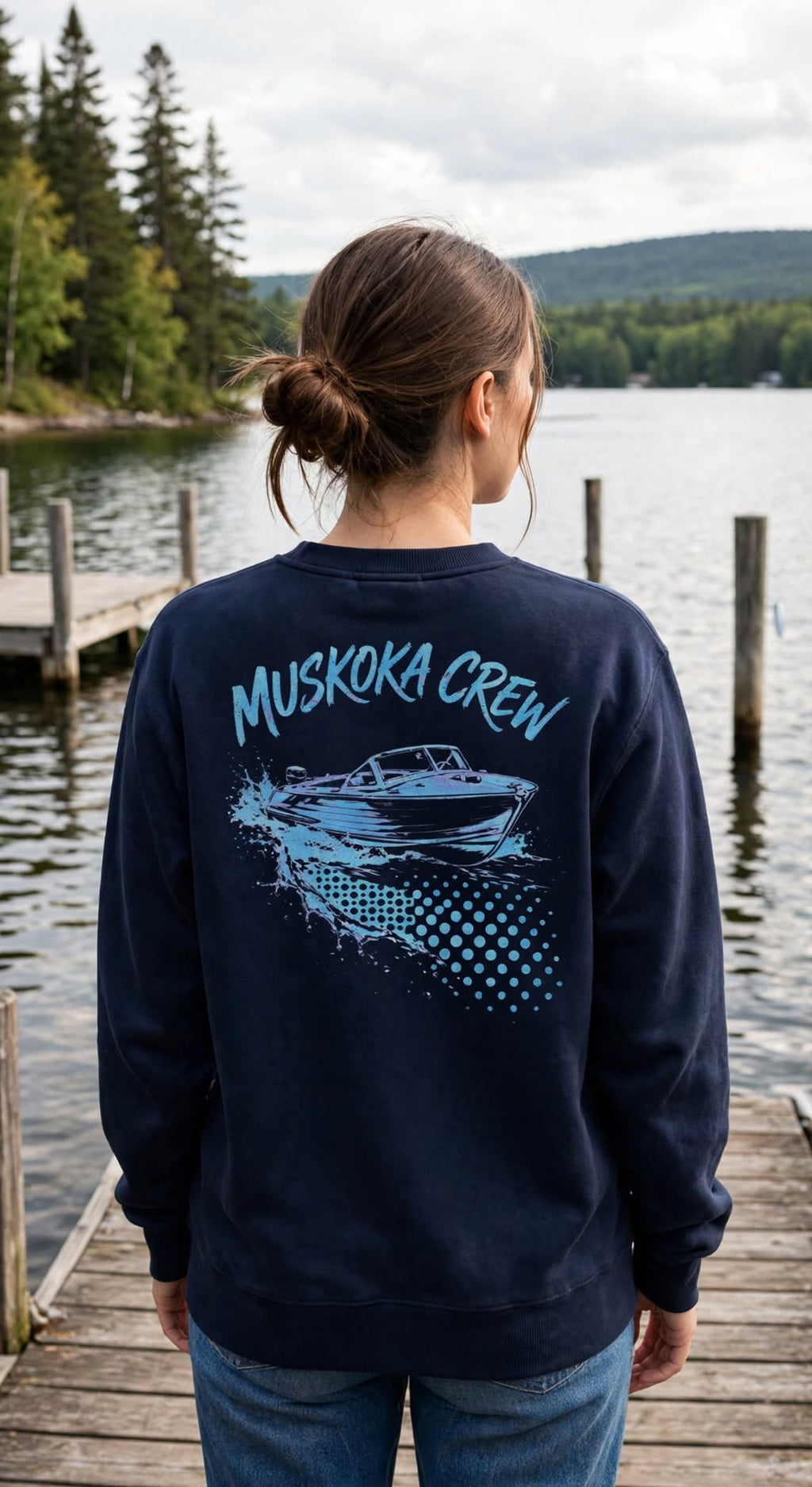 Muskoka Crew - Sweat-shirt avion en papier origami | Pull vintage style cottage | Vie au bord des lacs de l'Ontario